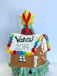 Flat Gingerbread Cabin Ornament