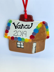 Flat Gingerbread Cabin Ornament