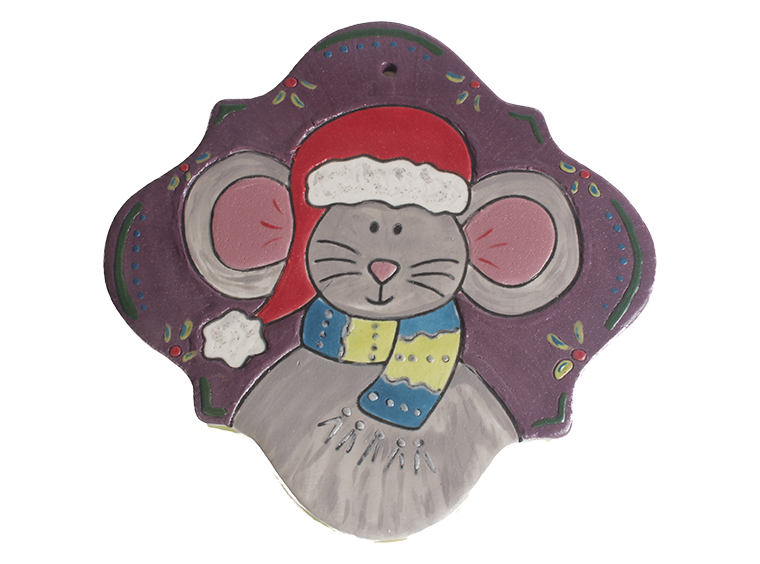 Hand Detailed Holiday Mouse Party Ornament