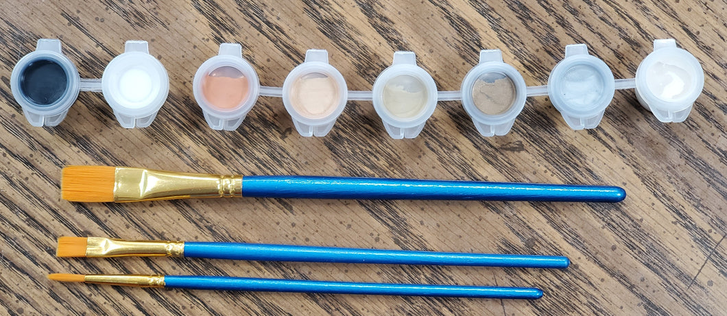 Acrylic Paint Kit- METALLIC- 1 paint strip and 3 brushes